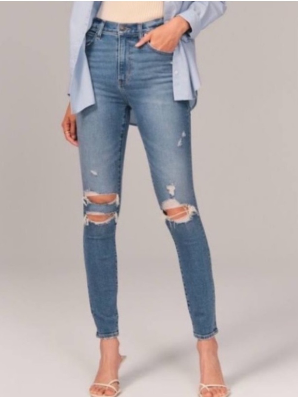 Abercrombie & Fitch Light Blue Ripped Skinny Jeans